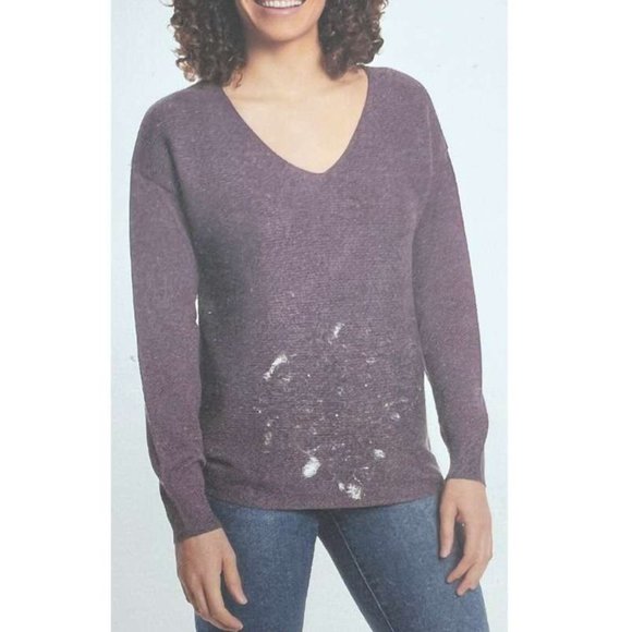 Ella Moss | Women's V-Neck Sweater | Purple | Various Sizes - Picture 3 of 3
